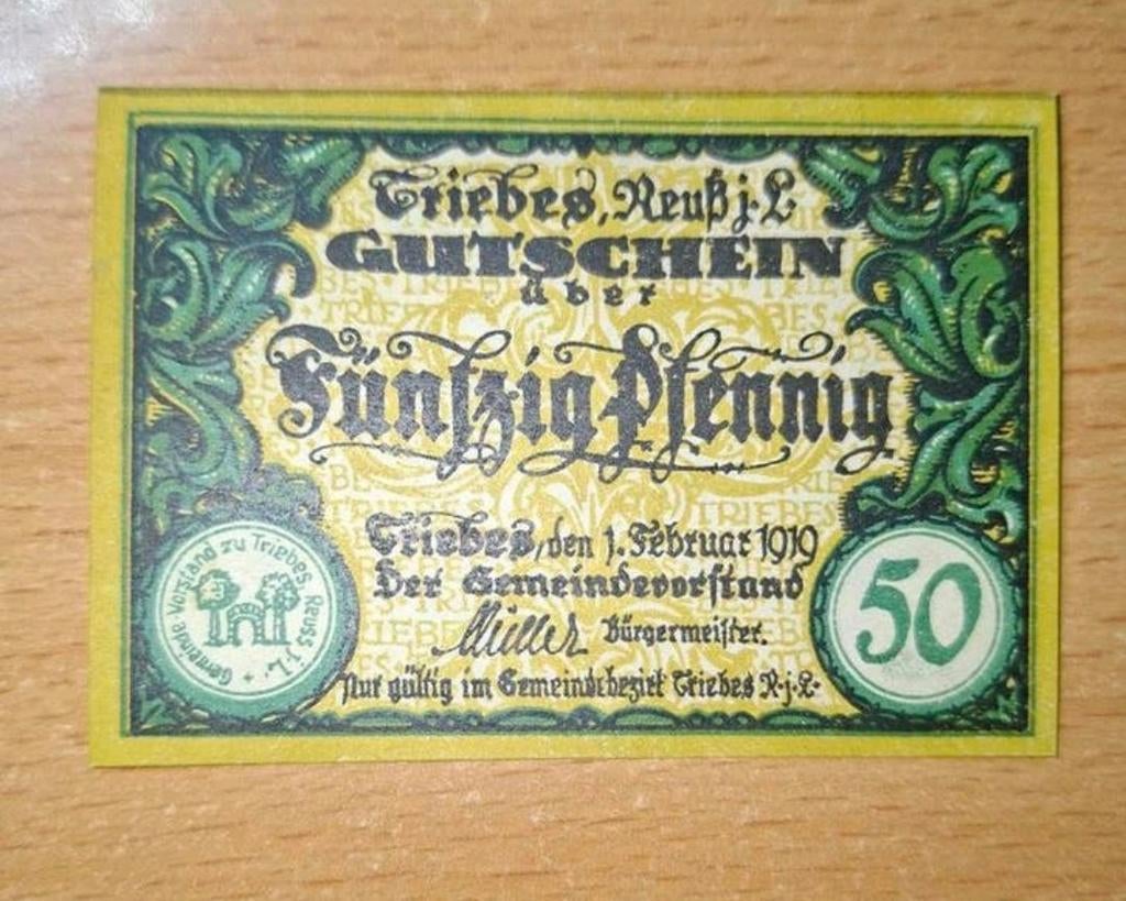 Duits Notgeld Triebes Noodgeld, Ophalen of Verzenden, Duitsland