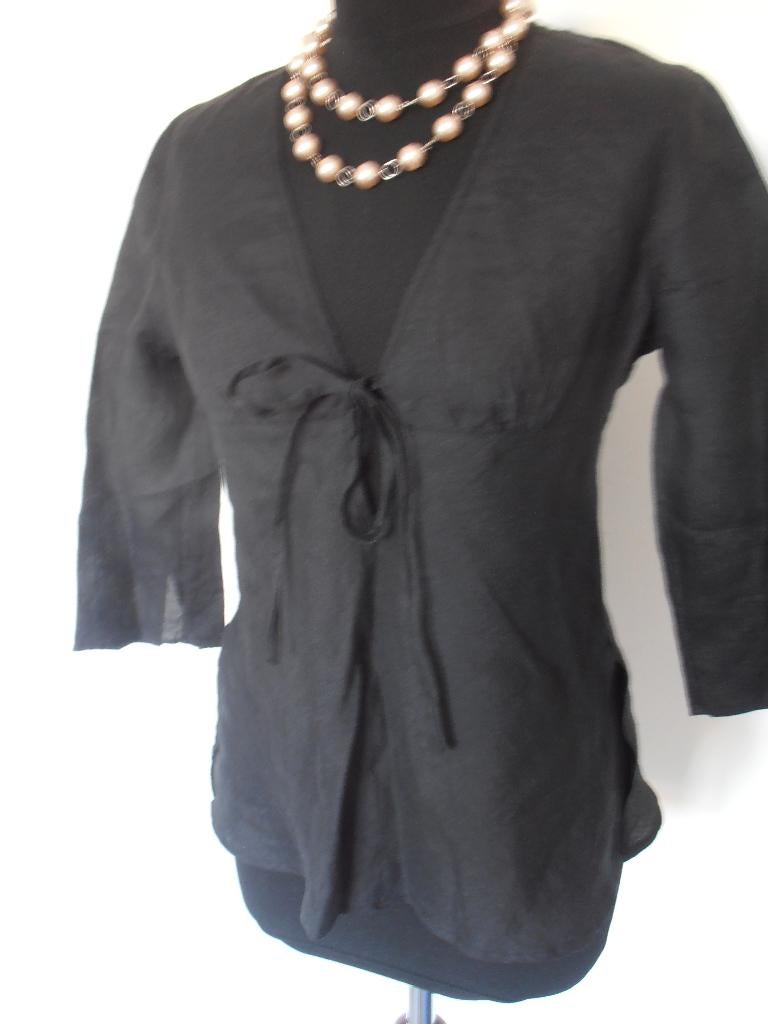 NIEUWE Benetton prachtige zwarte linnen blouse - 36, Benetton, Zwart, Nieuw, Ophalen of Verzenden