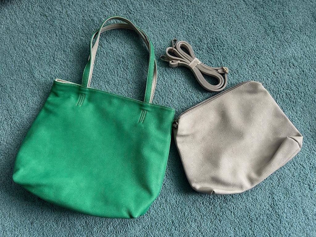 Groene shopper hand- schoudertas tas 2 in 1 Multifunctioneel, Ophalen of Verzenden, Nieuw, Groen