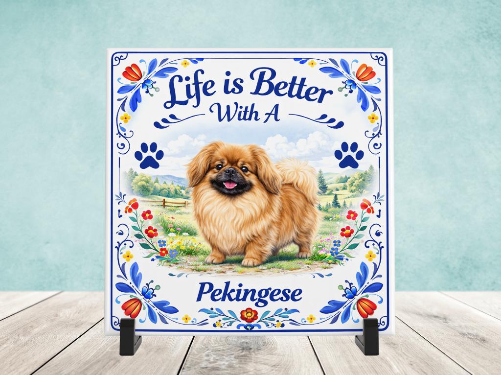 Life is Better with a Pekingese - Pekinees Tegel, Verzenden, Nieuw