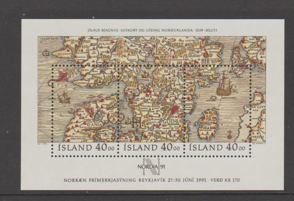 IJsland blok Nordia '91  (1990)., Verzenden, IJsland, Postfris