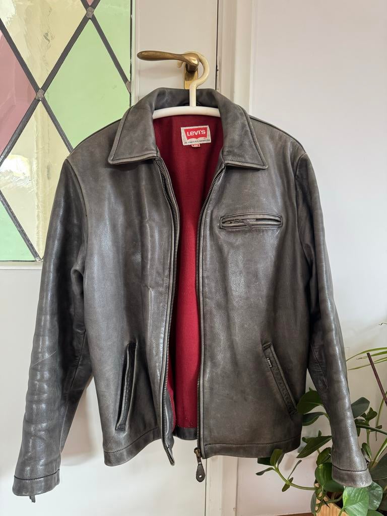 Levi's leren jas - vintage, Ophalen of Verzenden, Gedragen, Maat 48/50 (M), Grijs