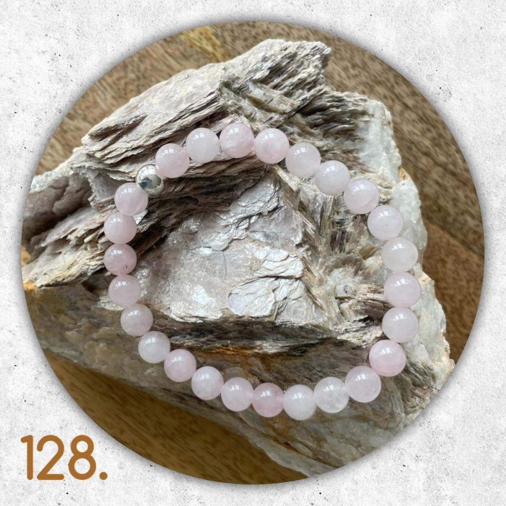 🦋MJB Armband nr: 128 Rozekwarts halfedelsteen 19 cm, Overige materialen, Nieuw, Ophalen of Verzenden, Roze