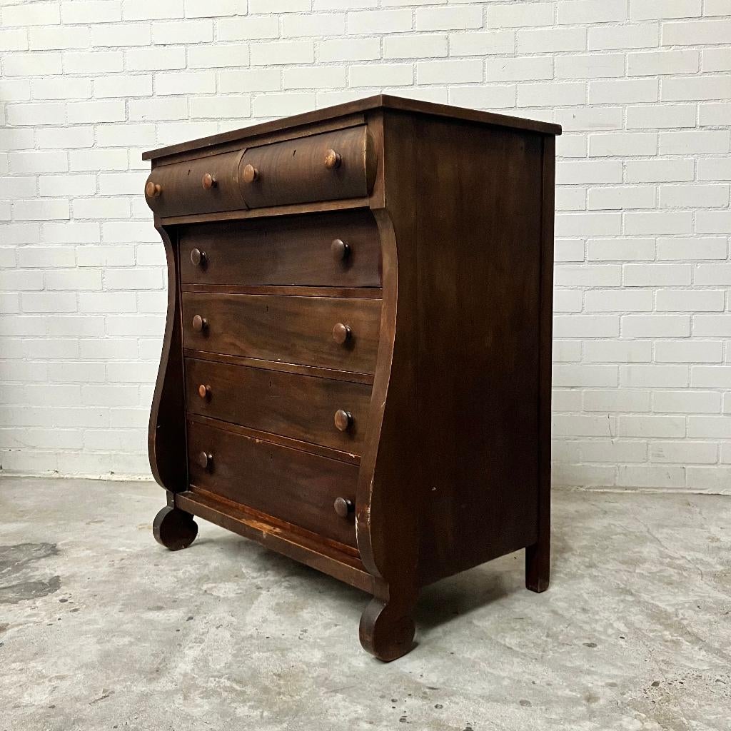 Vintage antieke empire ladekast commode art deco kast, Gebruikt, 3 of 4 laden, Minder dan 100 cm, 25 tot 50 cm