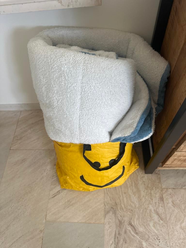 Blauw en wit fleece deken, Huis en Inrichting, Ophalen of Verzenden, Zo goed als nieuw, Blauw