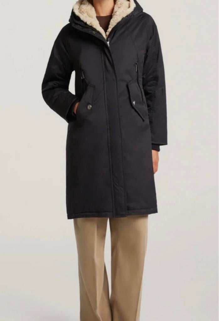 Creenstone jas zwart zgan maat 42, Kleding | Dames, Jassen | Winter, Verzenden, Zo goed als nieuw, Maat 42/44 (L), Zwart