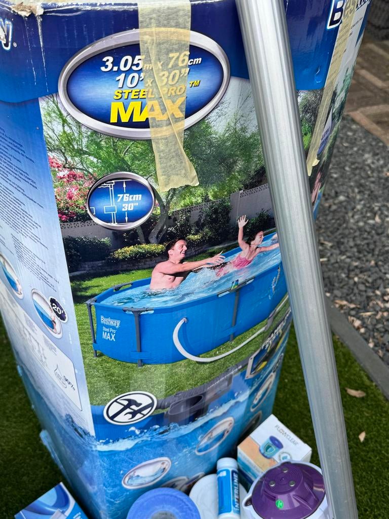 Bestway Steel Pro MAX Zwembad 3.05m met veel accessoires, Ophalen, Gebruikt, Rond, Opzetzwembad