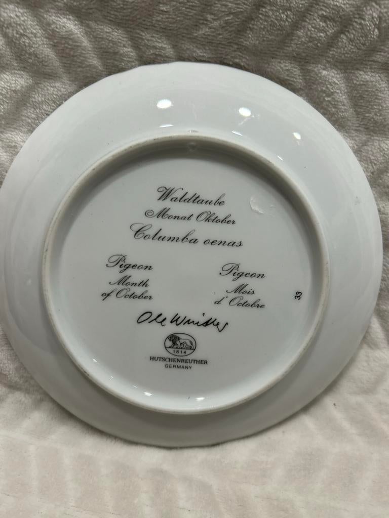 Hutschenreuther Wandbord Duif Oktober - Ole Winther, Antiek en Kunst, Antiek | Wandborden en Tegels, Ophalen of Verzenden