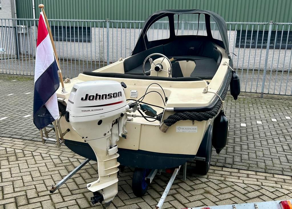 Zeer nette Sloep met Trailer en 15pk buitenboordmotor, Ophalen, 10 tot 30 pk, Gebruikt, 3 tot 6 meter