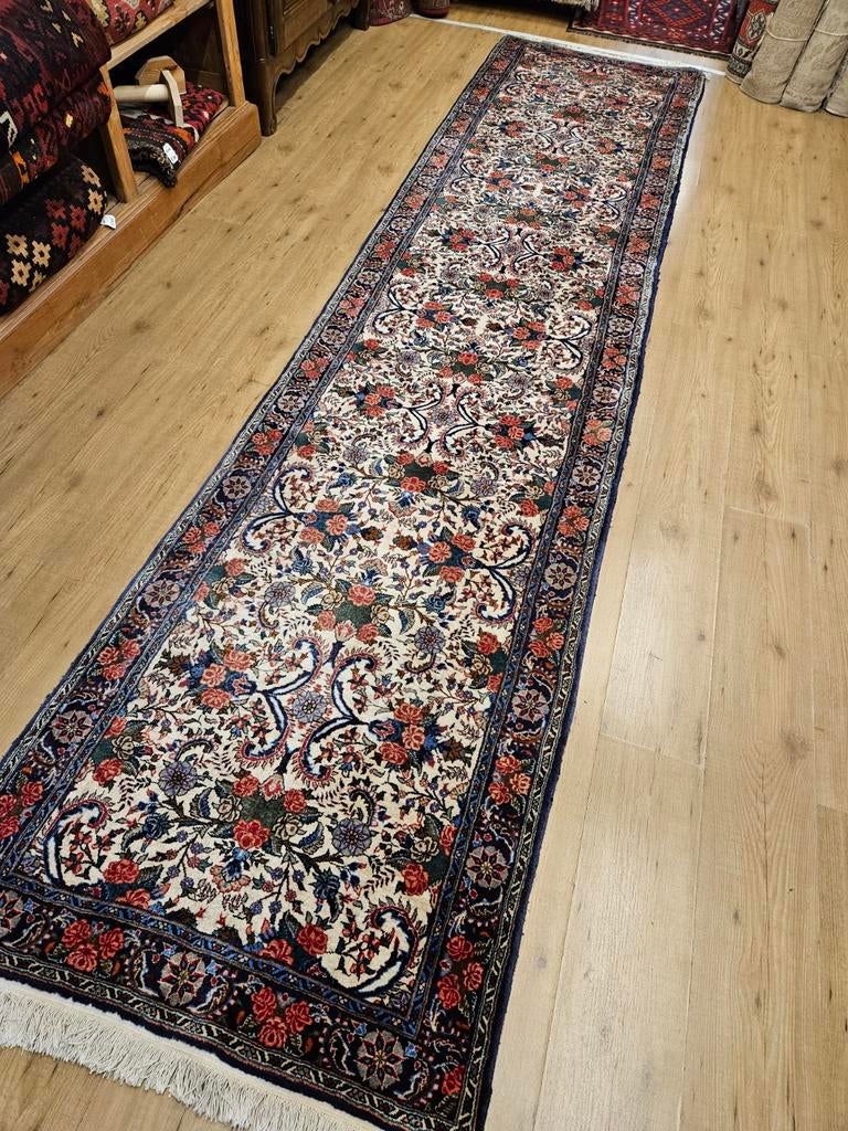 Vintage handgeknoopt perzisch tapijt loper bidjar 413x94, Info@SlatsAntiek.nl, Perzisch, 200 cm of meer, Rechthoekig