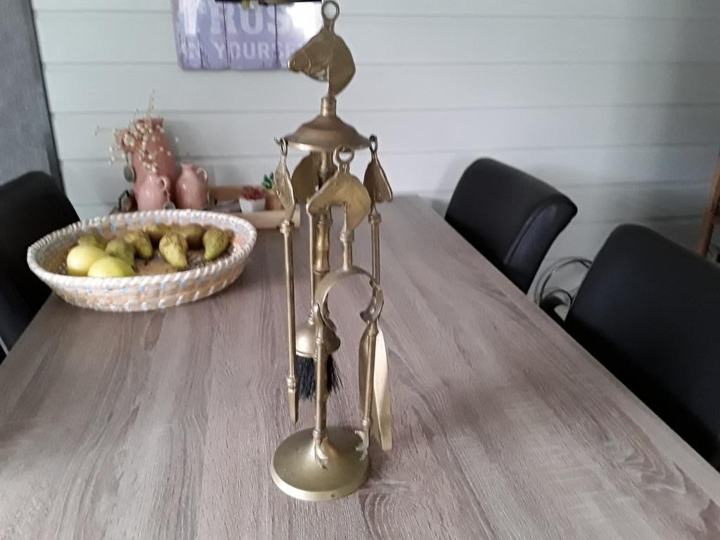 Haardstel 50cm hoog messing doe maar een bod, Ophalen, Vrijstaande haard, Houthaard