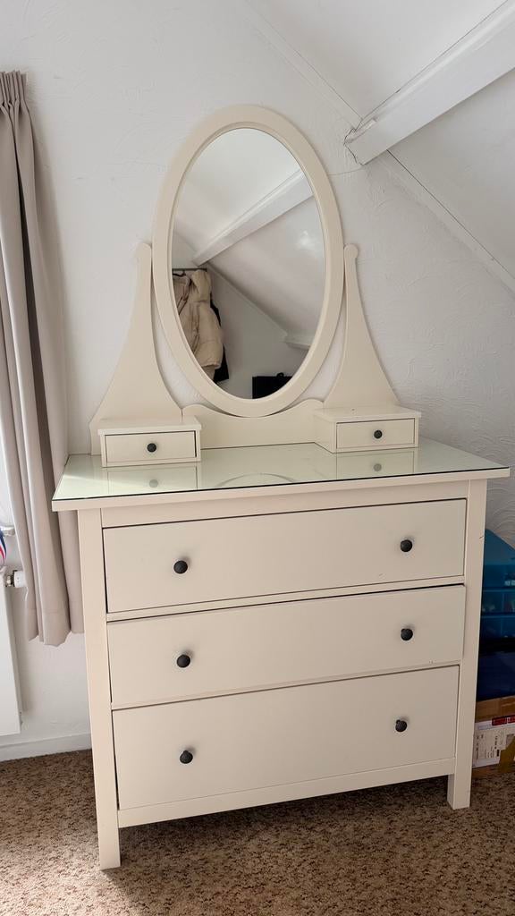 Ikea hemnes ladekast met spiegel wit, Ophalen, Gebruikt, 100 tot 150 cm, 150 tot 200 cm