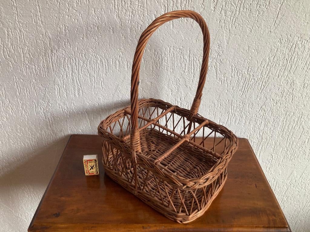 Rieten flessenmandje riet draagbaar mandje voor 6 flessen, Mand, Ophalen of Verzenden, Zo goed als nieuw, Riet