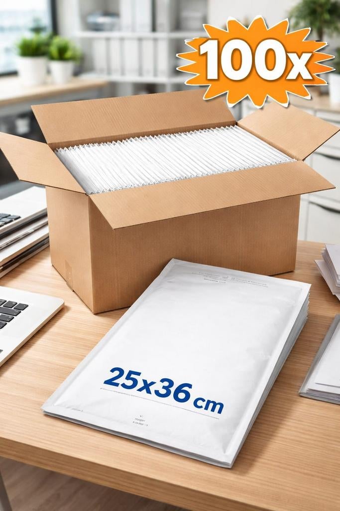 100x Luchtkussen enveloppen 25x36 cm, Ophalen of Verzenden