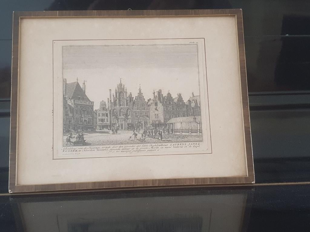Gravure 1740 Jan van der Velde II Haarlem huis L J Koster, Antiek en Kunst, Kunst | Etsen en Gravures, Gravure, Ingelijst, Architectuur