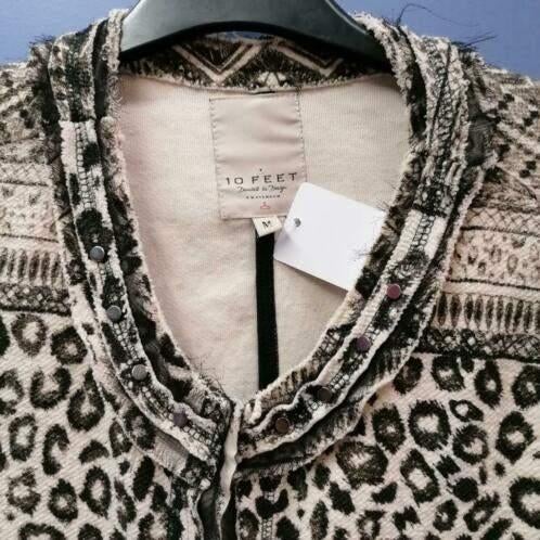 10 Feet creme / zwarte luipaard blazer jasje mt M nr 34190, Maat 38/40 (M), Zwart, Ophalen of Verzenden, Zo goed als nieuw