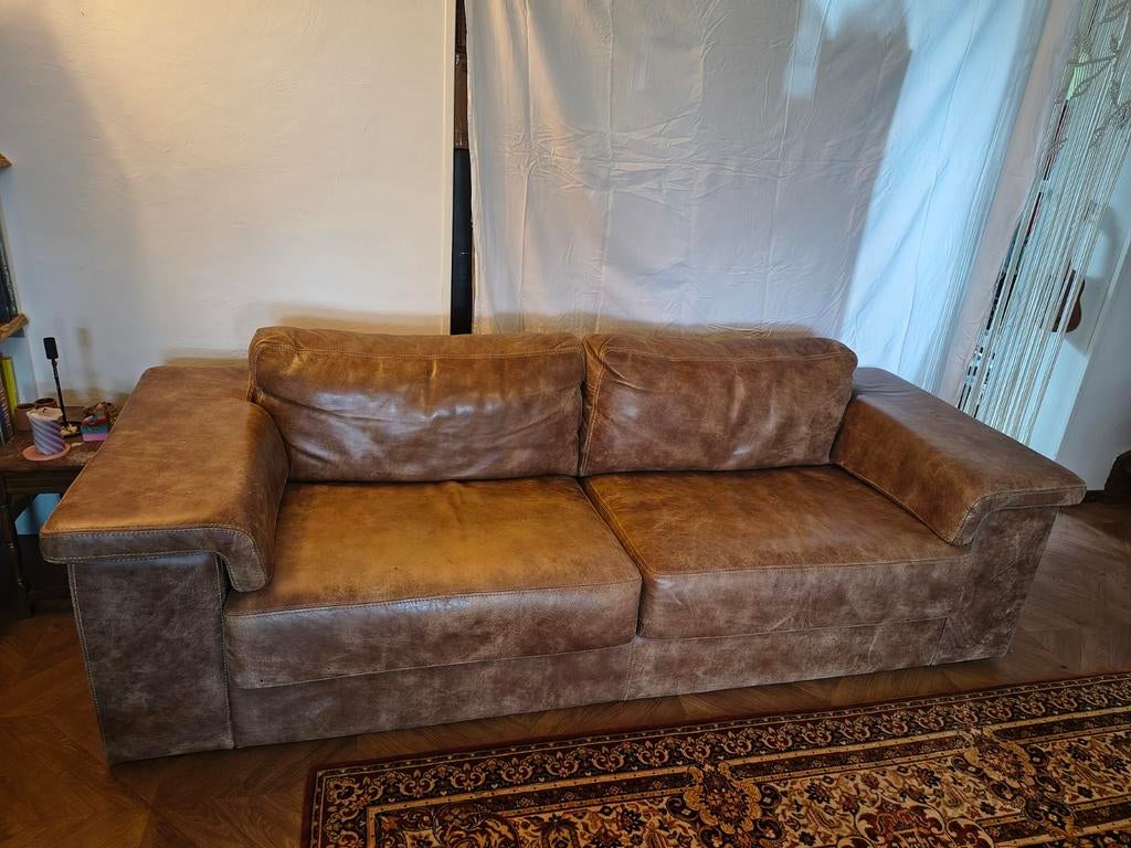 Anker bruine leren bank, Ophalen, Gebruikt, Leer