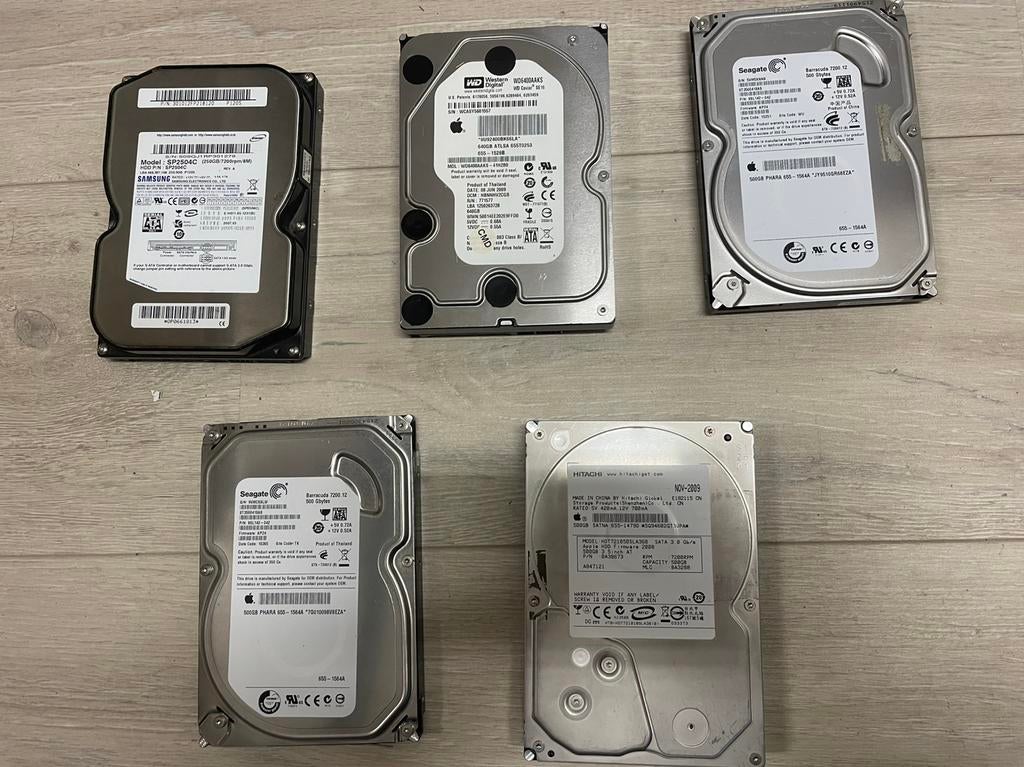 500 GB harde schijven 5 stuks, Ophalen of Verzenden, Zo goed als nieuw, Desktop