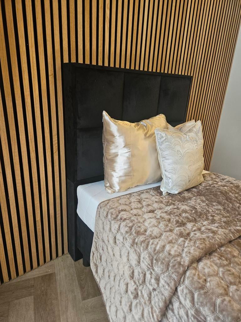 Boxspring bed 90x200 NIEUW zwart eric kuster opbergruimte, 90 cm, Eenpersoons, Zwart, Nieuw