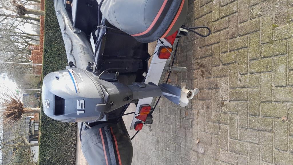 Bijboot rubberboot opblaasboot, Aluminium, Gebruikt, Benzine, Minder dan 70 pk