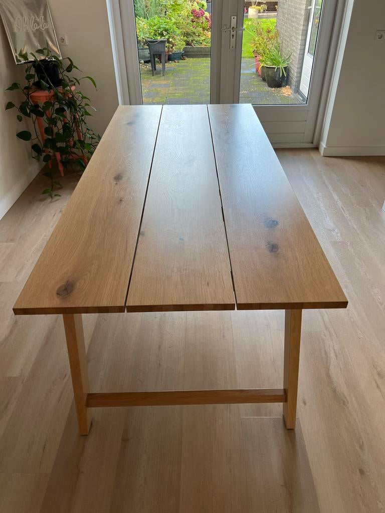 Mooie licht eiken eettafel - Jysk Gadeskov, Gebruikt, Eikenhout, Vijf personen of meer, 150 tot 200 cm