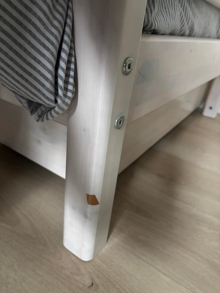 Flexa Bed - Whitewash, Ophalen, 85 tot 100 cm, Gebruikt, Lattenbodem