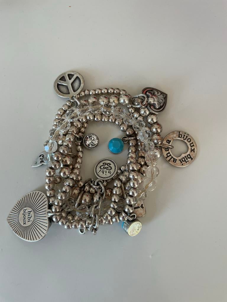 Bibi Alhaja Zilveren Armband met Bedels, Ophalen of Verzenden, Zo goed als nieuw, Zilver, Met bedels of kralen
