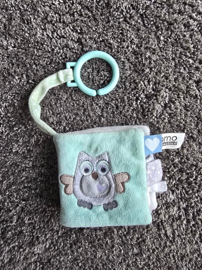 Tiamo buggyboekje velours wit mint grijs Uil, Kinderen en Baby's, Speelgoed | Babyspeelgoed, Zo goed als nieuw, Overige typen