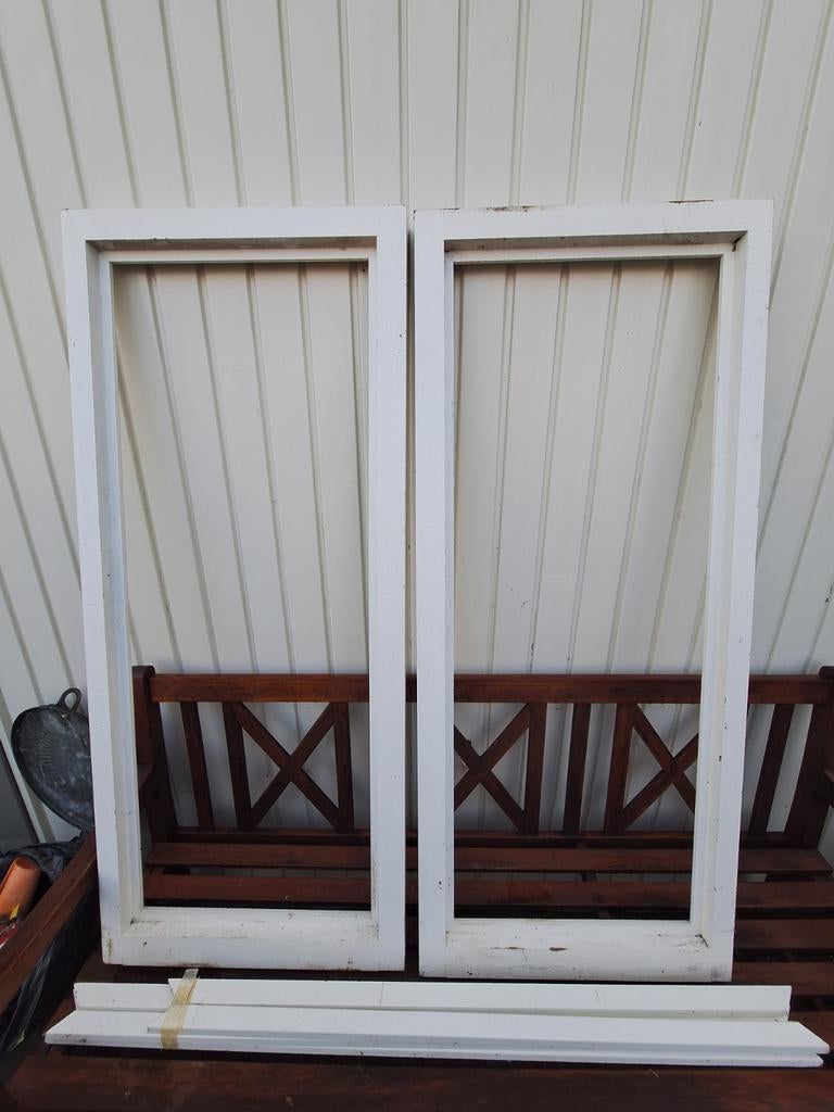 Meranti draairamen 133x116cm, incl. glaslatten, 75 tot 150 cm, Gebruikt, Raamkozijn, Ophalen of Verzenden