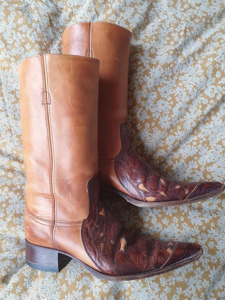 Stoere vintage Sendra Laarzen 39, Bruin, Ophalen of Verzenden, Gedragen, Hoge laarzen