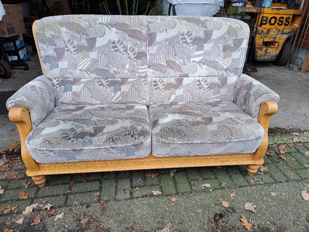 2 persoons bank, Huis en Inrichting, Banken | Bankstellen, Ophalen, Blank eikenhout met stof, 150 tot 200 cm, Tweepersoons