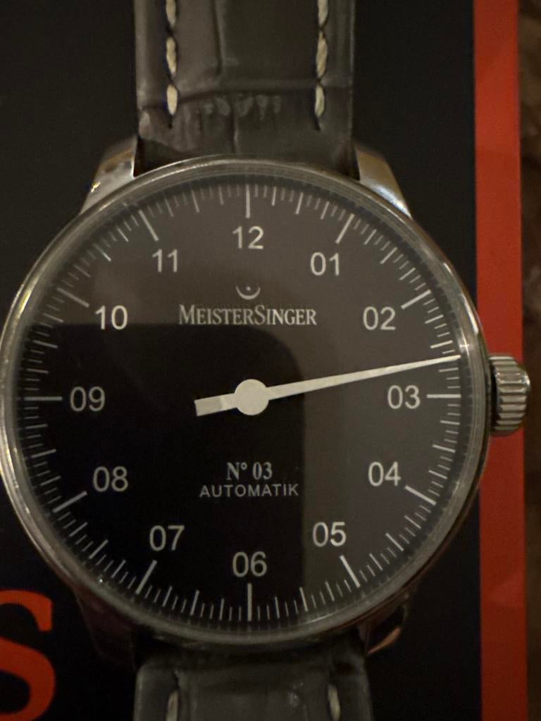 Meistersinger No3 Automaat - Donkerblauwe Plaat, Overige merken, Leer, Staal, Polshorloge