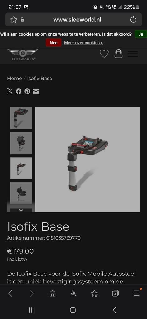 Sleeworld Isofix Base, Kinderen en Baby's, Autostoeltjes, Ophalen