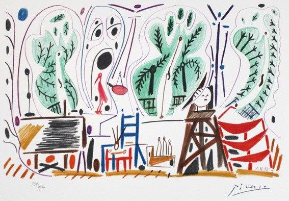 Picasso Kl Lithografie"Californië Atelier Nr I "Ges Gen 8/11, Ophalen of Verzenden