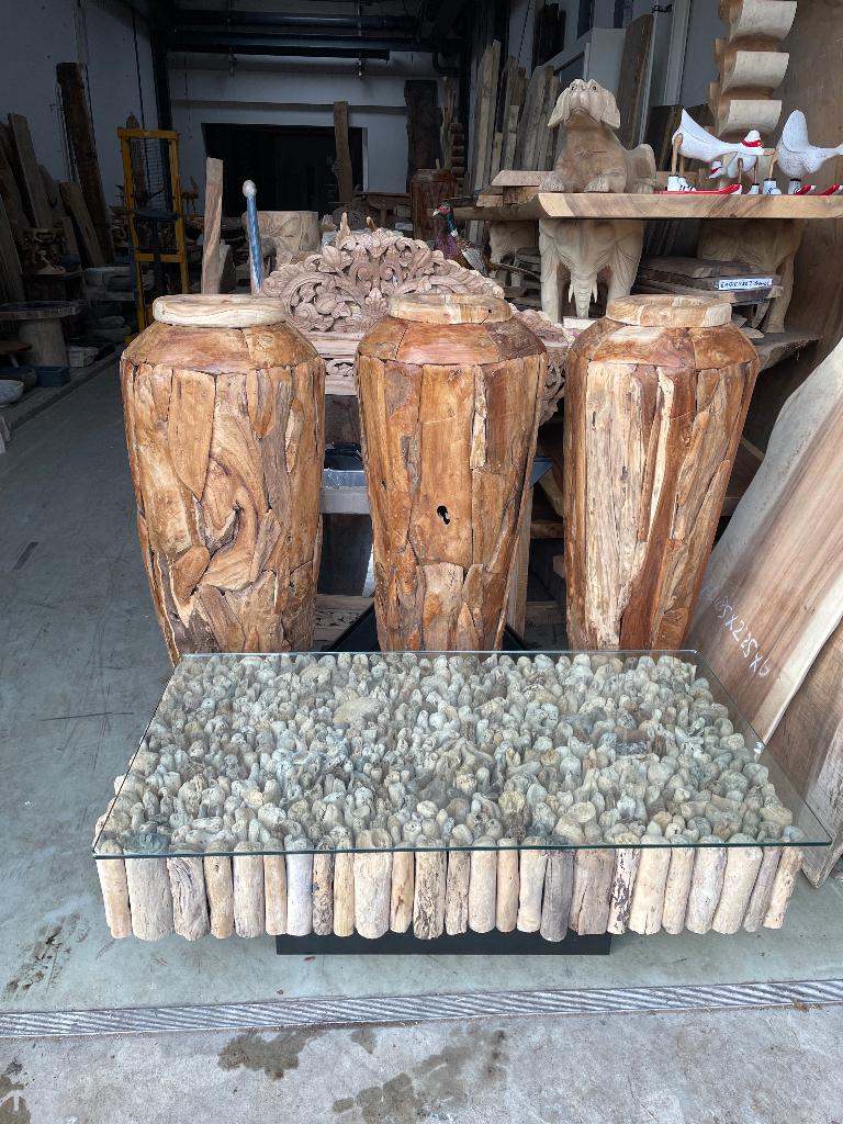 Teak vazen, Ophalen, Overige materialen, Overige kleuren, Nieuw