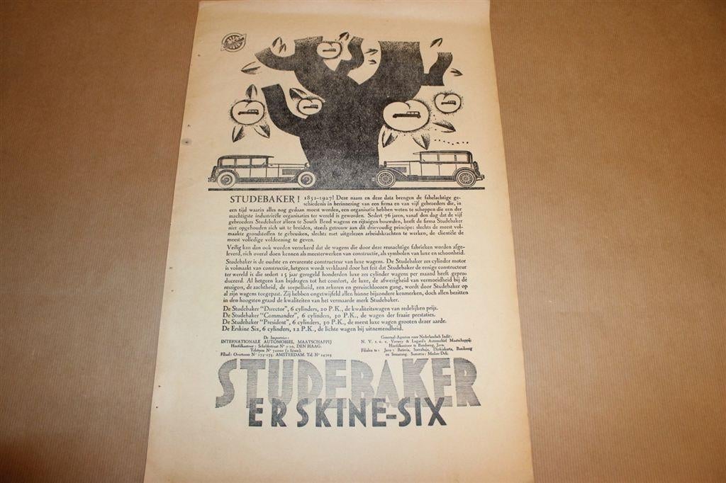 Originele advertentie/affiche - Studebaker - 1928 !!, Ophalen of Verzenden, Gelezen, Overige merken