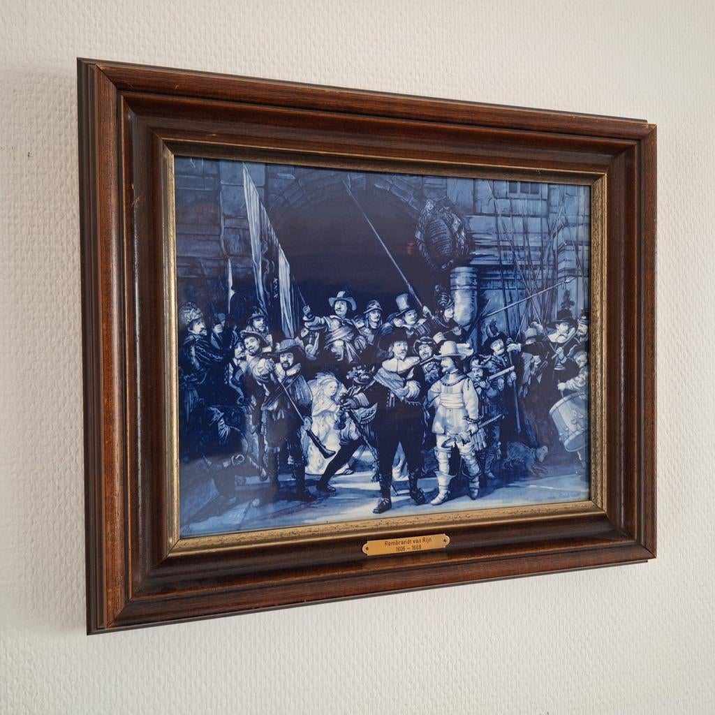 De Nachtwacht wandtegel in lijst, Ophalen of Verzenden