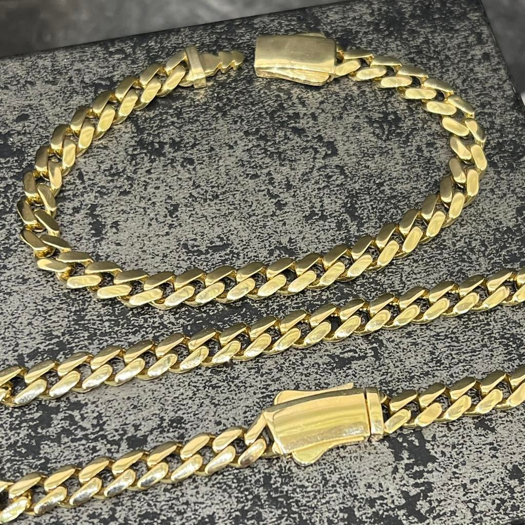14k gouden set cuban schakel ketting met armband, Ophalen of Verzenden, Nieuw, Goud