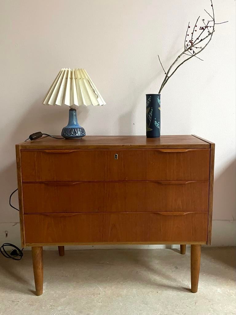 Vintage Deense ladekast, Huis en Inrichting, Kasten | Ladekasten, Ophalen, Gebruikt, Teakhout, 50 tot 100 cm