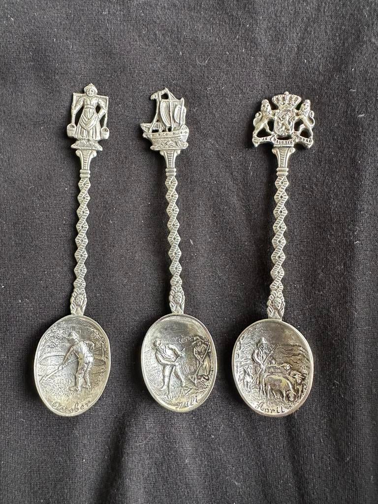 Drie Oud Hollandse verzilverde lepeltjes GERO 90, Ophalen of Verzenden