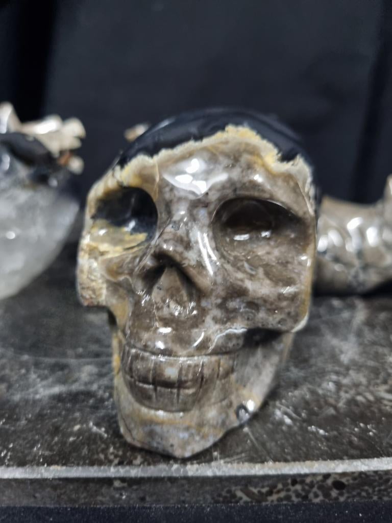 Skull van vulkaan agaat, uv-gevoelig, Ophalen of Verzenden, Mineraal