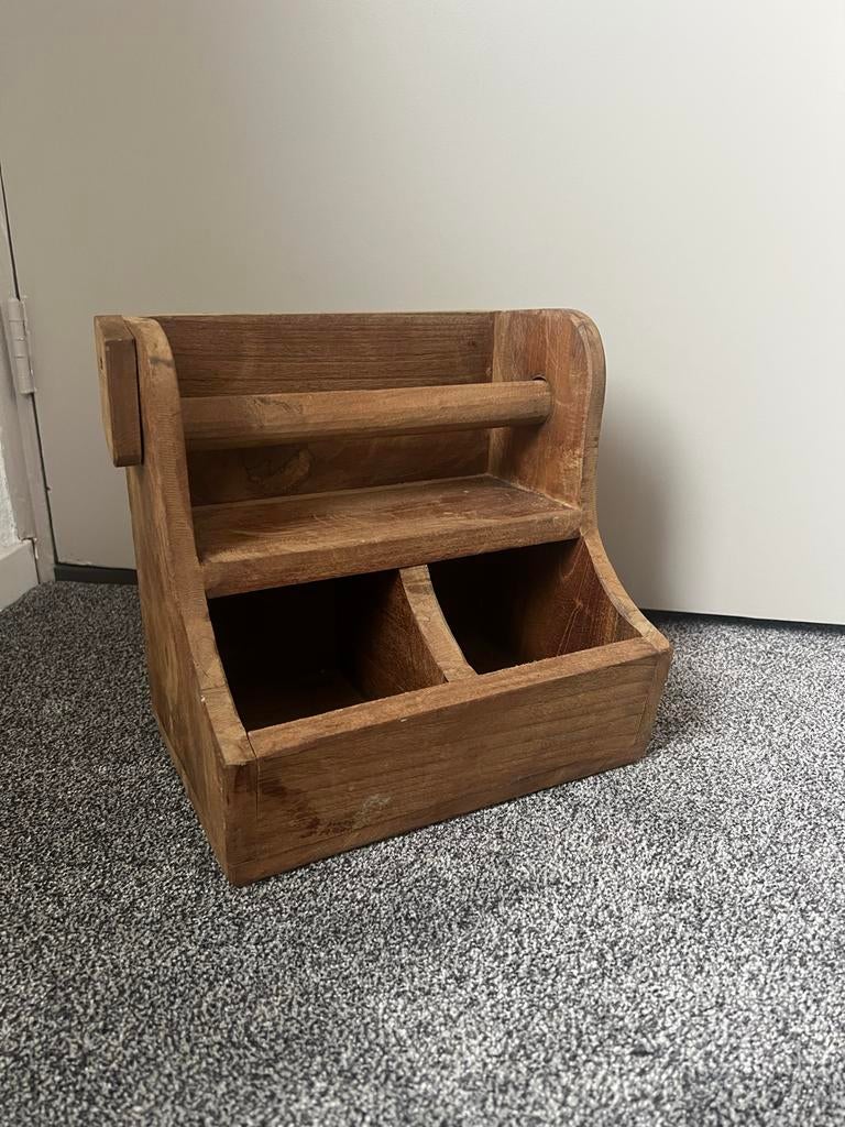 Houten Gruttersbak met Keukenrolhouder, Ophalen, Zo goed als nieuw