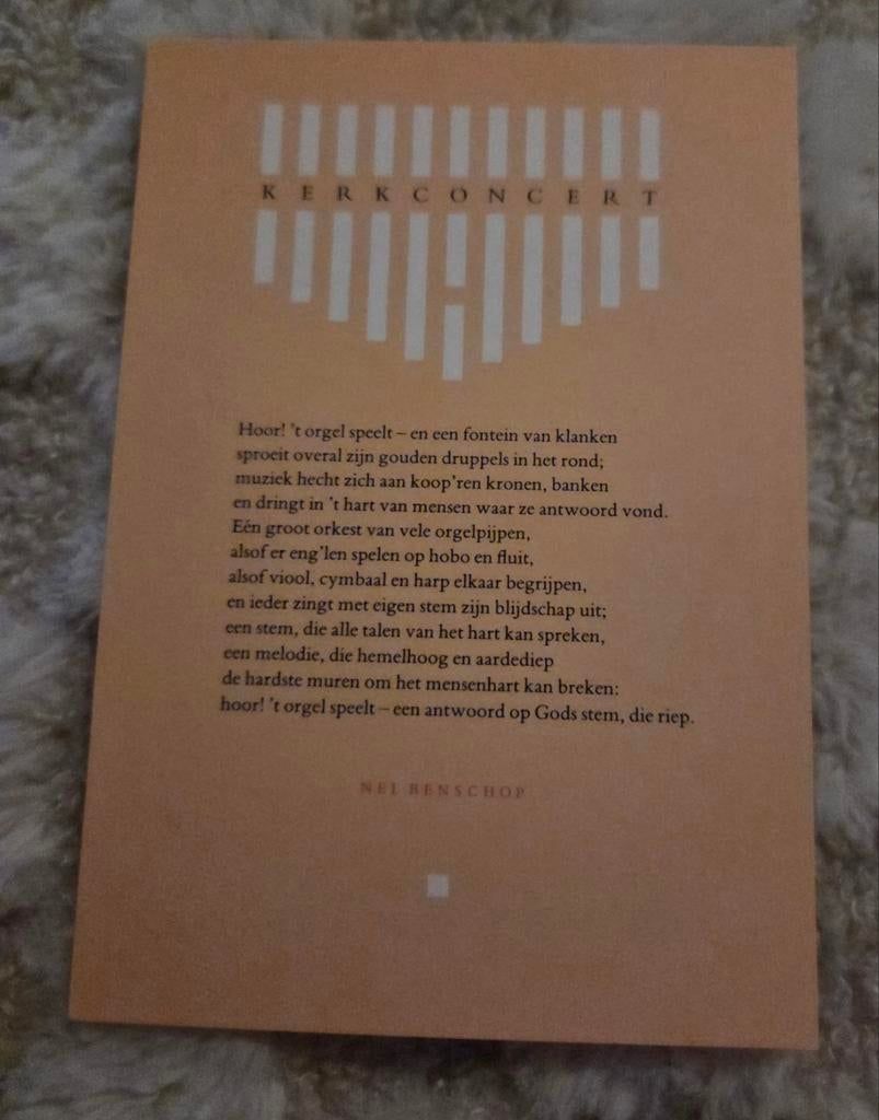 Kerkconcert - Nel Benschop, Verzamelen, Ansichtkaarten | Themakaarten, Ongelopen, 1980 tot heden, Overige thema's, Verzenden
