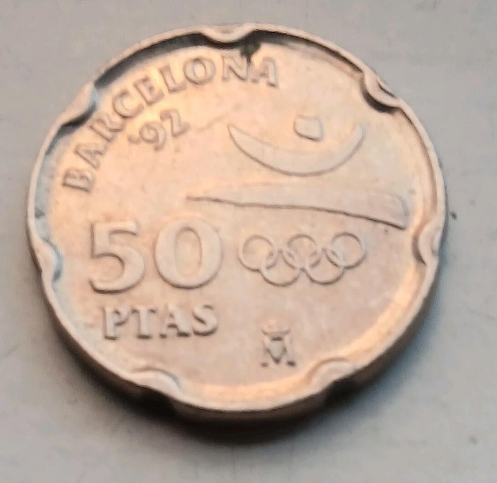 50 Pesetas munt Spanje tgv. Olympische Spelen Barcelona 1992, Ophalen of Verzenden, Overige landen