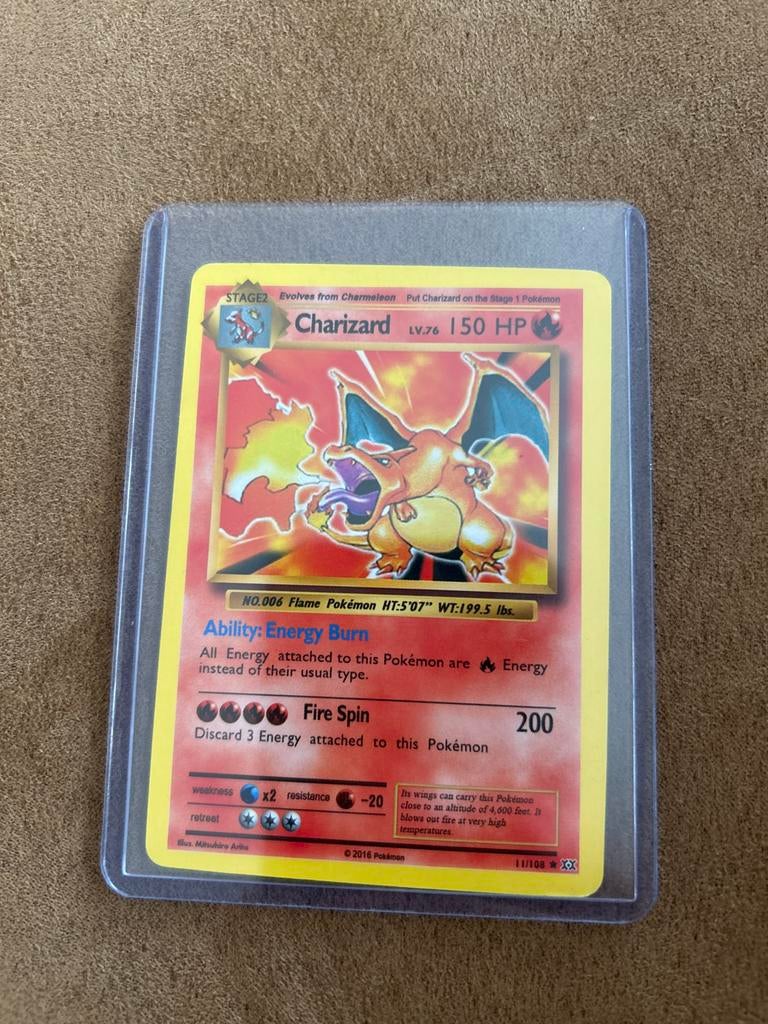 Charizard 11/108 - XY Evolutions (Holo) - In Toploader, Ophalen of Verzenden, Zo goed als nieuw, Losse kaart, Foil