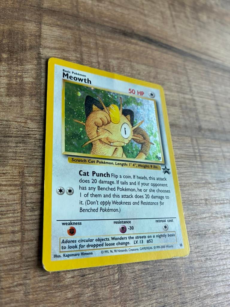 Meowth holofoil WoTC Promo Pokemonkaart, Ophalen of Verzenden, Gebruikt, Losse kaart