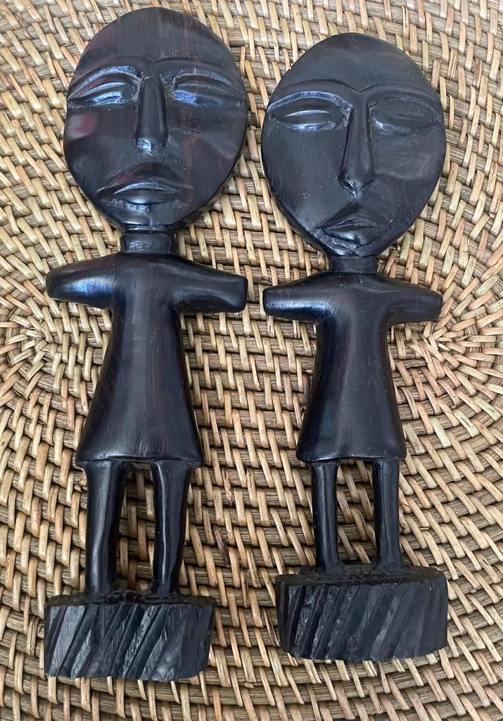2 vruchtbaarheidsbeeldjes hout Ashanti Kenia, Antiek en Kunst, Kunst | Niet-Westerse kunst, Ophalen of Verzenden