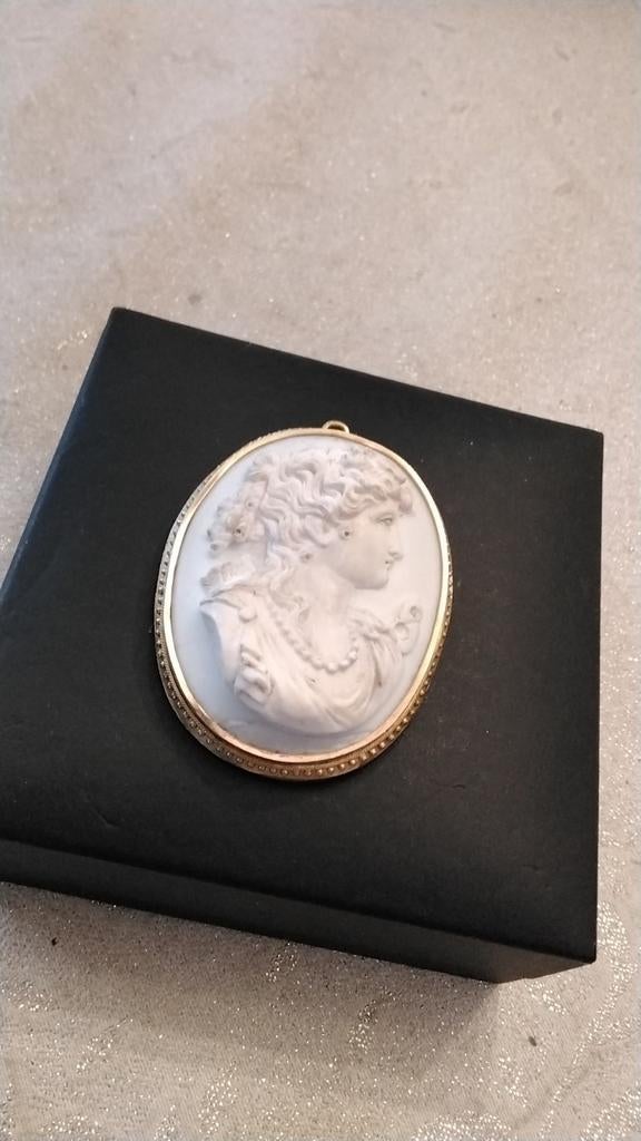 Antiek met goud camee!, Ophalen of Verzenden, Goud, Hanger