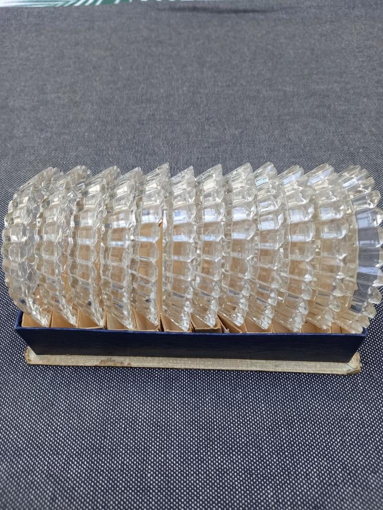 Kristalglazen onderzetters jaren '60., Ophalen of Verzenden, Nieuw, Glas of Kopje