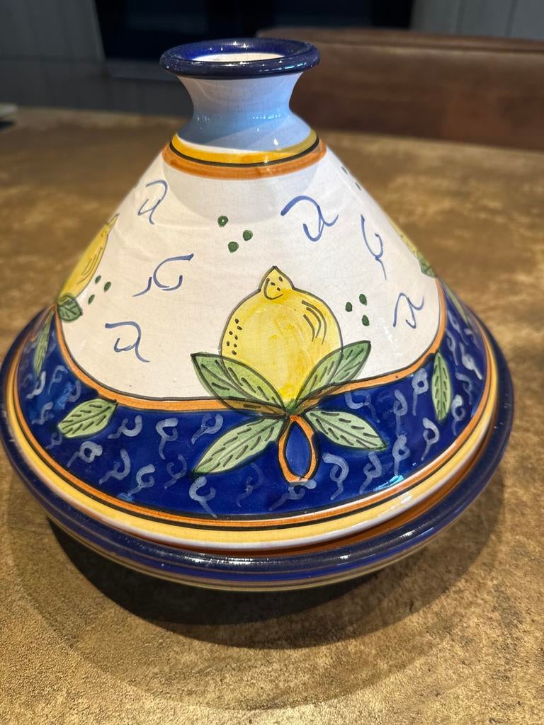 Tajine met citroen decoratie, Gebruikt, Overige typen, Ophalen of Verzenden, Overige stijlen
